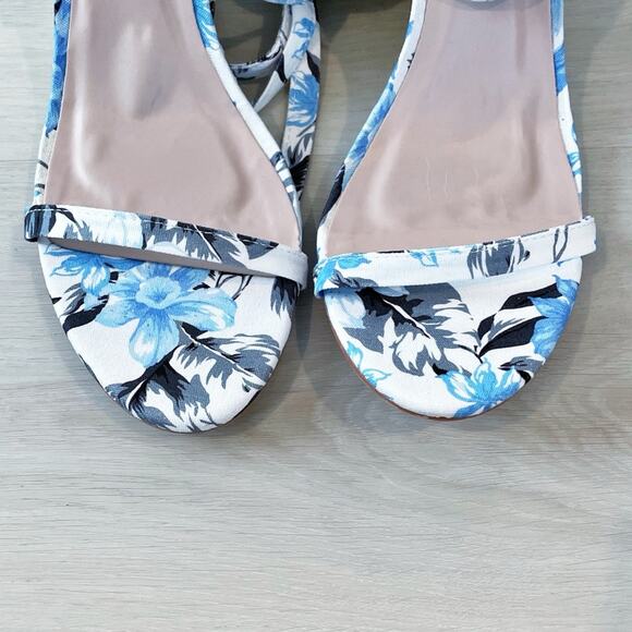 NEW Lulu’s Gulee Blue Floral Lace Up Espadrille Wedge Sandal Size 11 - Picture 6 of 14